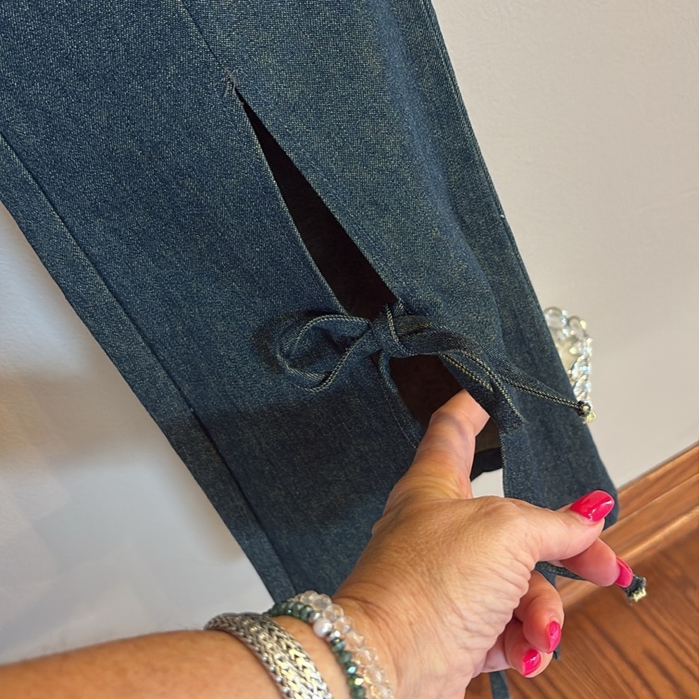 Tov Los Angeles Women’s Cotton Flare Jeans Split Flare Tie Denim Golden 38 / 6 — image 7 of 8